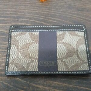 Coach Signature Brown and Tan Card Holder Nwot Unisex